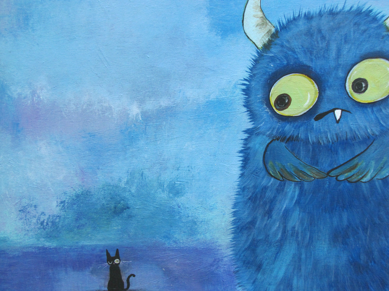 Gerald and The New Friend by Andrea Doss |  Closeup View of Artwork 