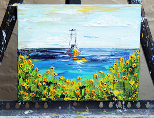 Original art for sale at UGallery.com | Sailing in Monterey by Lisa Elley | $300 | oil painting | 8' h x 10' w | photo 3