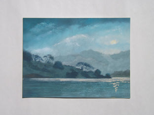Original art for sale at UGallery.com | Moon over Stafford Lake by Patricia Prendergast | $375 | pastel artwork | 9' h x 12' w | photo 3