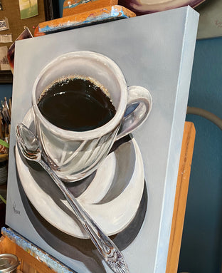 Morning Coffee by Kristine Kainer |  Side View of Artwork 