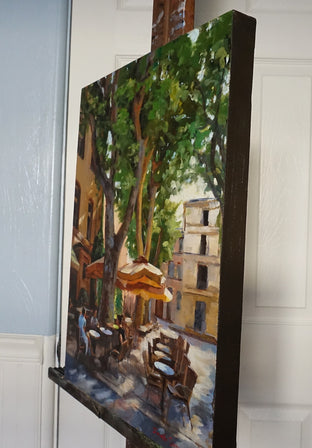 Morning Coffee in Aix by Jonelle Summerfield |  Side View of Artwork 