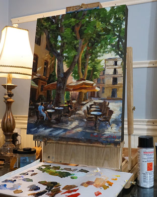 Original art for sale at UGallery.com | Morning Coffee in Aix by Jonelle Summerfield | $900 | oil painting | 20' h x 16' w | photo 3