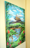Original art for sale at UGallery.com | Mountain Paradise by Kira Yustak | $1,375 | mixed media artwork | 40' h x 30' w | thumbnail 2