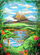 Original art for sale at UGallery.com | Mountain Paradise by Kira Yustak | $1,375 | mixed media artwork | 40' h x 30' w | thumbnail 1