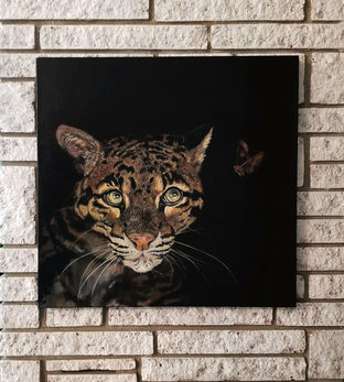Original art for sale at UGallery.com | Clouded Leopard by Jan Fontecchio Perley | $1,350 | oil painting | 24' h x 24' w | photo 3