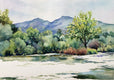 Original art for sale at UGallery.com | Mt. Diablo Across the Pond by Catherine McCargar | $525 | watercolor painting | 10' h x 14' w | thumbnail 1