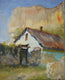 Original art for sale at UGallery.com | House Under the Mountain by Nadia Boldina | $750 | oil painting | 20' h x 16' w | thumbnail 1