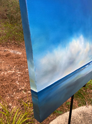 Blue Sky Beach Clouds by Nancy Hughes Miller |  Side View of Artwork 
