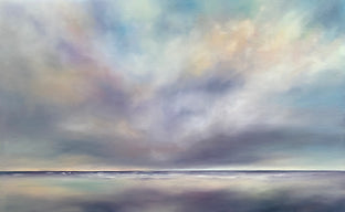 Original art for sale at UGallery.com | Shoreline Cloudscape by Nancy Hughes Miller | $3,100 | oil painting | 30' h x 48' w | photo 1
