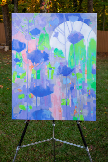 Villa View, Moonlight by Natalie George |  Side View of Artwork 