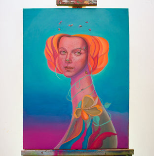 Original art for sale at UGallery.com | Accompanied Lady by Natasha Lelenco | $1,200 | acrylic painting | 29' h x 21' w | photo 3