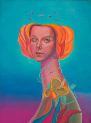 Original art for sale at UGallery.com | Accompanied Lady by Natasha Lelenco | $1,200 | acrylic painting | 29' h x 21' w | photo 1