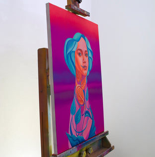 Original art for sale at UGallery.com | Next Summer Blue Leaves by Natasha Lelenco | $1,200 | acrylic painting | 29' h x 21' w | photo 2