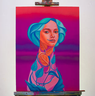 Original art for sale at UGallery.com | Next Summer Blue Leaves by Natasha Lelenco | $1,200 | acrylic painting | 29' h x 21' w | photo 3
