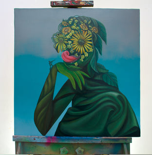 Original art for sale at UGallery.com | Stupid Game by Natasha Lelenco | $1,150 | oil painting | 23.6' h x 23.6' w | photo 3
