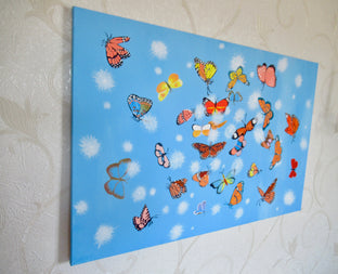 Fluffs and Butterflies 3 by Natasha Tayles |  Side View of Artwork 