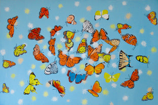 Original art for sale at UGallery.com | Fluffs and Butterflies 4 by Natasha Tayles | $900 | acrylic painting | 24' h x 36' w | photo 1