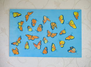 Original art for sale at UGallery.com | Monarch Butterflies 2 by Natasha Tayles | $900 | acrylic painting | 24' h x 36' w | photo 3