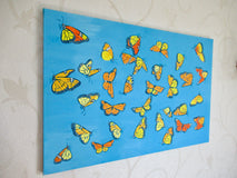 Original art for sale at UGallery.com | Monarch Butterflies 3 by Natasha Tayles | $900 | acrylic painting | 24' h x 36' w | thumbnail 2