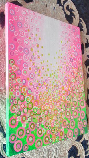Pink and Green 3 by Natasha Tayles |  Side View of Artwork 