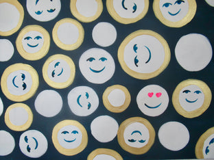 Original art for sale at UGallery.com | Smiling Faces 5 by Natasha Tayles | $800 | acrylic painting | 24' h x 36' w | photo 4