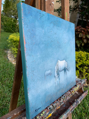 Dreaming of Wild Horses by Nava Lundy |  Side View of Artwork 