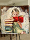 Original art for sale at UGallery.com | The Well-Read Girl by Nava Lundy | $3,100 | acrylic painting | 36' h x 36' w | thumbnail 3