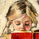 Original art for sale at UGallery.com | The Well-Read Girl by Nava Lundy | $3,100 | acrylic painting | 36' h x 36' w | thumbnail 4