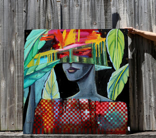 Original art for sale at UGallery.com | New Glasses to See New by Scott Dykema | $5,400 | mixed media artwork | 48' h x 48' w | photo 4