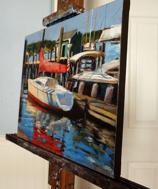 Original art for sale at UGallery.com | Newport Yacht by Jonelle Summerfield | $575 | oil painting | 14' h x 18' w | photo 2