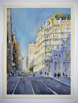 Original art for sale at UGallery.com | New York Corner by Judy Mudd | $750 | watercolor painting | 14.5' h x 11' w | photo 3