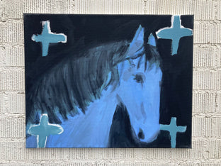 Blue Horse with Crosses by Nick Bontorno |  Context View of Artwork 