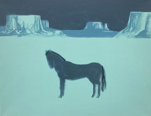 Original art for sale at UGallery.com | Blue Horse by Nick Bontorno | $575 | acrylic painting | 16' h x 20' w | photo 1