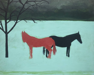 Original art for sale at UGallery.com | Red/Black Horses by Nick Bontorno | $575 | acrylic painting | 16' h x 20' w | photo 1