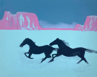 Original art for sale at UGallery.com | Turquoise Runners by Nick Bontorno | $775 | acrylic painting | 16' h x 20' w | photo 1