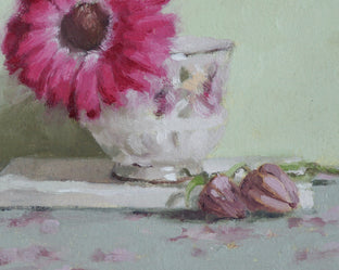 Original art for sale at UGallery.com | Daisy Still Life by Nicole Lamothe | $250 | oil painting | 6' h x 6' w | photo 4