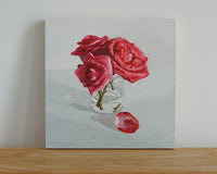 Original art for sale at UGallery.com | February Roses by Nicole Lamothe | $500 | oil painting | 10' h x 10' w | thumbnail 3