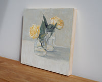 Original art for sale at UGallery.com | Sunny Yellow Roses by Nicole Lamothe | $300 | oil painting | 8' h x 8' w | thumbnail 2