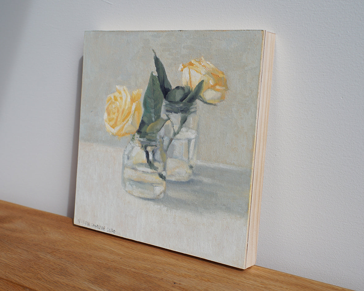 Sunny Yellow Roses by Nicole Lamothe |  Side View of Artwork 