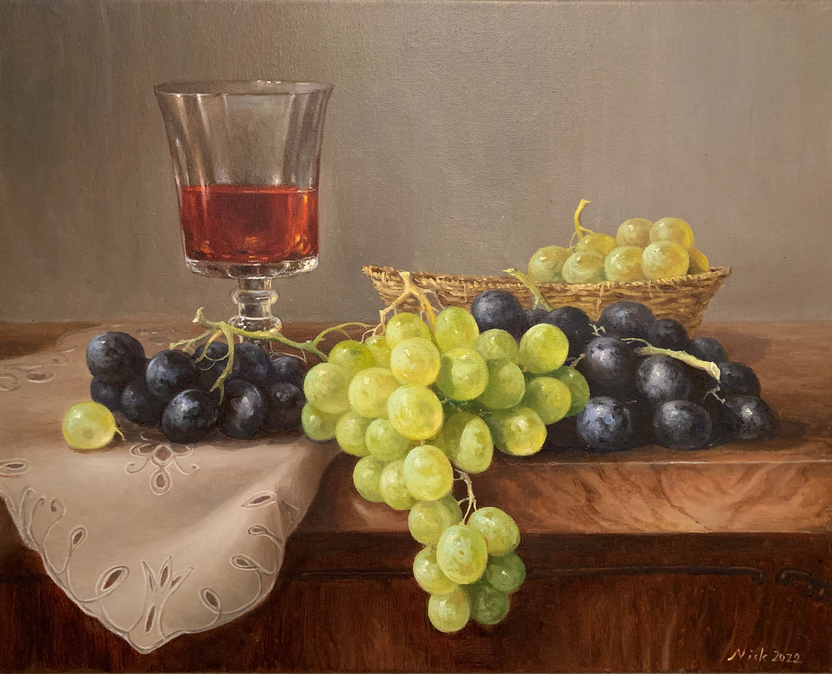 Grapes and Red Wine by Nikolay Rizhankov |  Artwork Main Image 