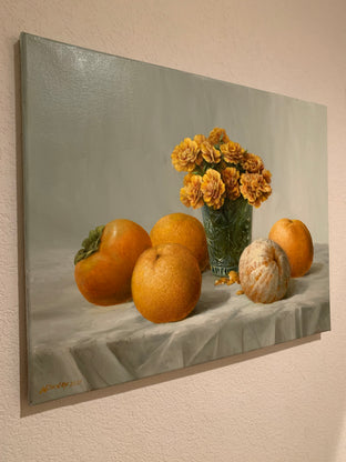 Still Life in Orange by Nikolay Rizhankov |  Side View of Artwork 