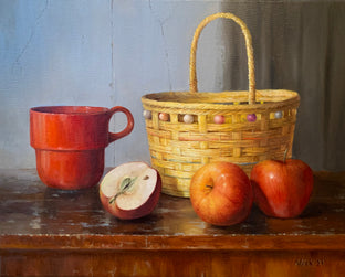Original art for sale at UGallery.com | Still Life with Red Mug and Apples by Nikolay Rizhankov | $1,300 | oil painting | 16' h x 20' w | photo 1