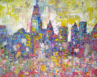 Original art for sale at UGallery.com | New York Skyline by Natasha Tayles | $675 | acrylic painting | 22' h x 28' w | photo 1