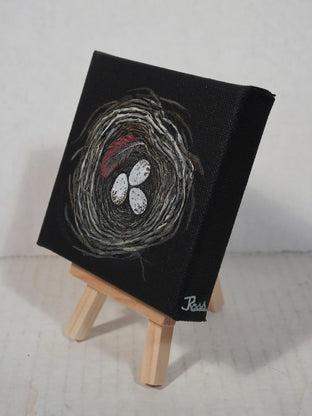 Nest, Eggs, Feather by Jennifer Ross |  Side View of Artwork 