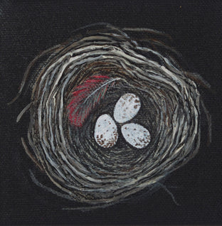 Original art for sale at UGallery.com | Nest, Eggs, Feather by Jennifer Ross | $75 | acrylic painting | 4' h x 4' w | photo 1