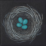 Original art for sale at UGallery.com | Nest, Turquoise Eggs by Jennifer Ross | $75 | acrylic painting | 4' h x 4' w | thumbnail 1