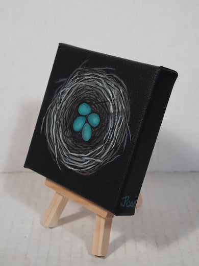 Nest, Turquoise Eggs by Jennifer Ross |  Side View of Artwork 