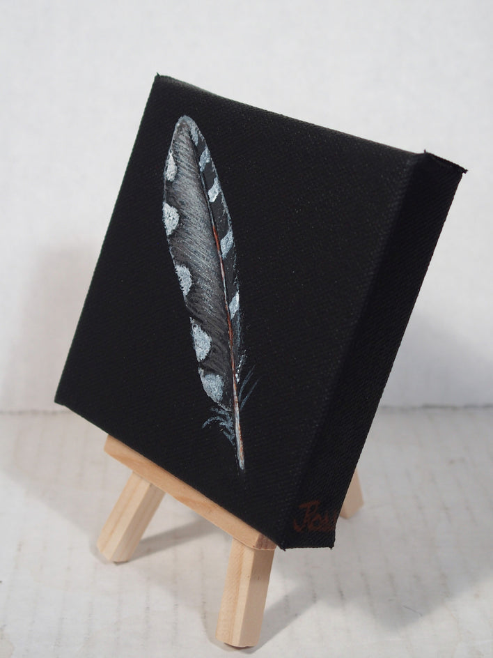 Woodpecker Feather by Jennifer Ross |  Side View of Artwork 