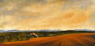 Original art for sale at UGallery.com | Ochre Field by Mandy Main | $2,600 | oil painting | 24' h x 48' w | photo 1