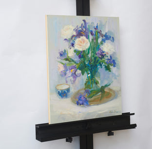 Original art for sale at UGallery.com | Irises and Roses by Oksana Johnson | $1,200 | oil painting | 20' h x 16' w | photo 3